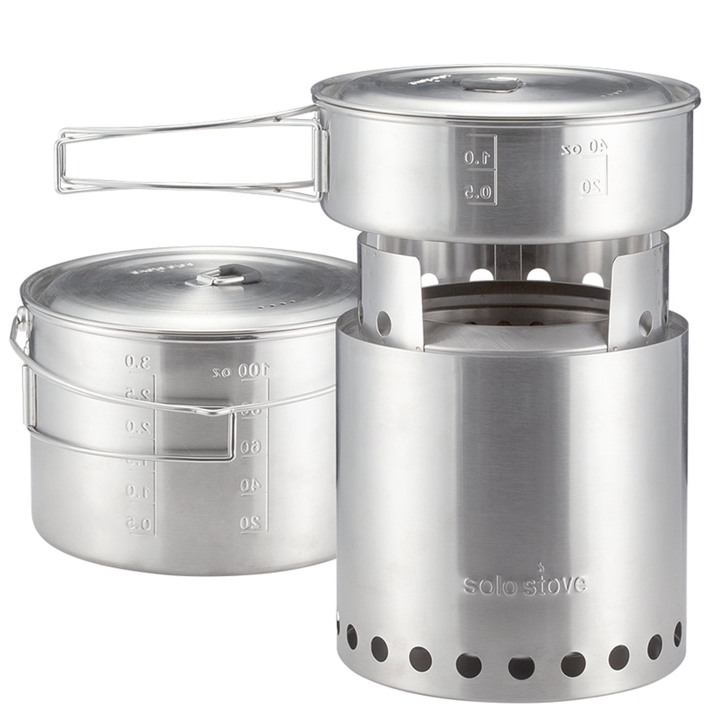 Solo Stove Campfire 2 Pot Set Combo - 4+ Person Wood Burning Camping Stove | Outdoor Kitchen Kit for Backpacking Camping Survival | NO Batteries or Liquid Fuel Gas Canister Required