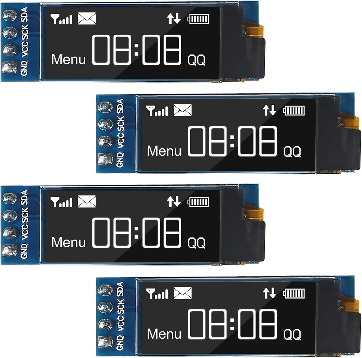 ACEIRMC 4pcs I2C 0.91 Inch I2C I2C 3.3V~5V 4PINS ESP32 ESP8266 STM32 Display Module OLED Display Module OLED Screen