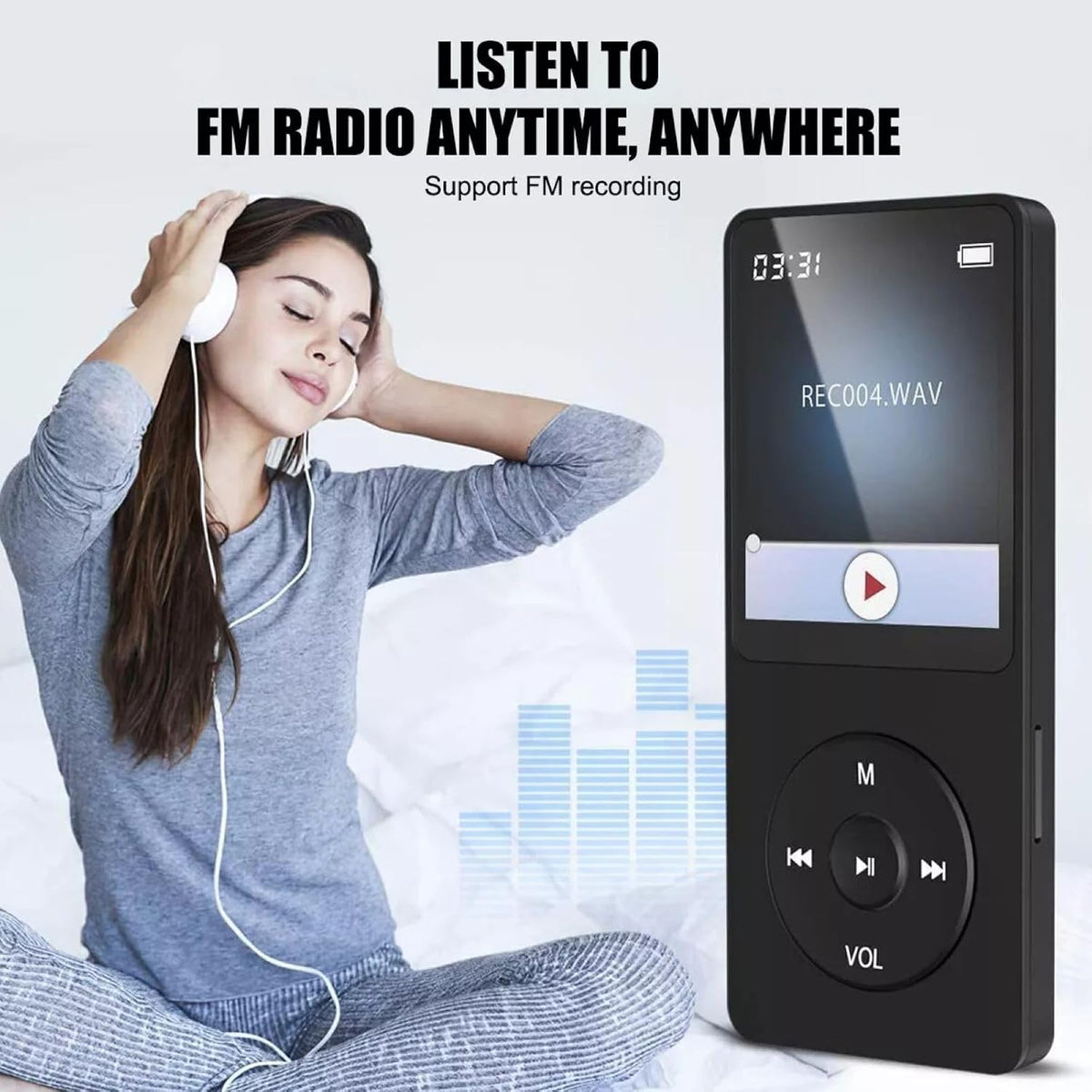 MOUDOAUER MP4/MP3 128GB Player with Bluetooth, Lossless Sound with FM Radio, Supports up to TF Card