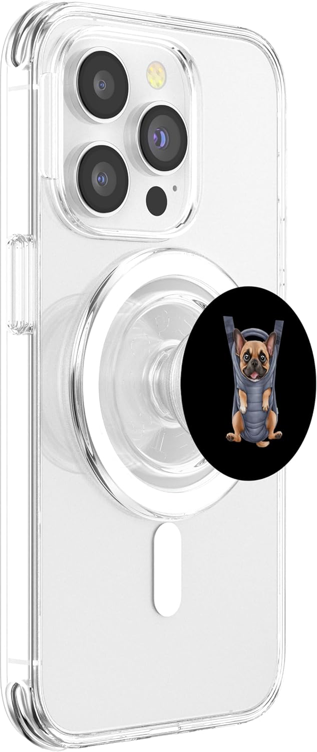 Frenchie Puppy Lover PS Funny Frenchie Puppy In A Baby Carrier. Dog Lover PopSockets PopGrip for MagSafe