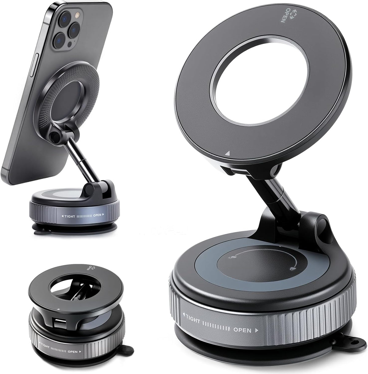 EVEMANT 2026 360 90 LBS Upgraded Vacuum Magnetic Car Phone Holder, Adjustable Magsafe Car Mount with Ultra Suction Cup