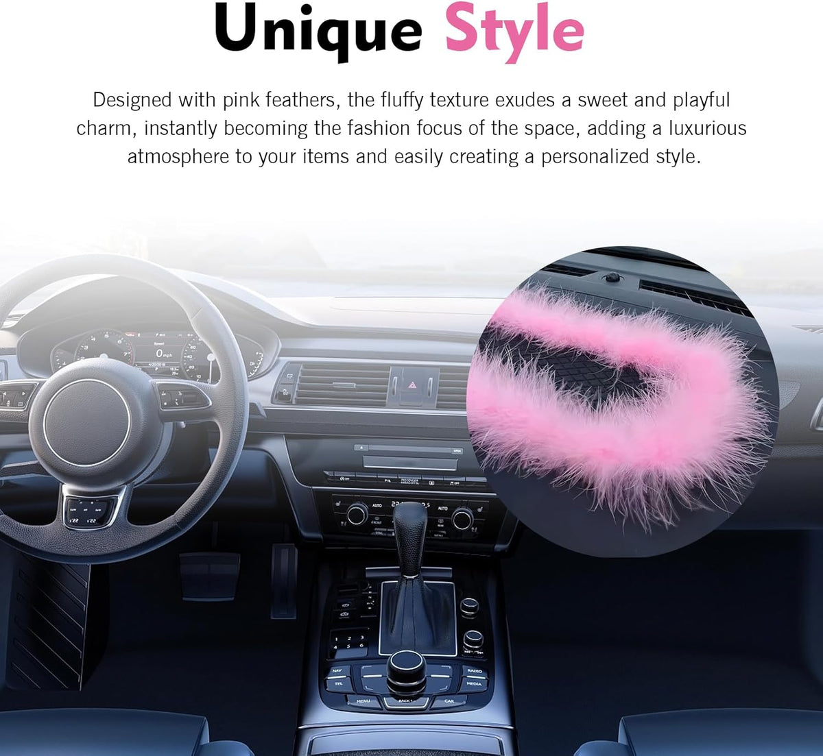 Foelony 5.71" 11.6" Car Dashboard Anti-Slip Pad, Pink Feather Car Magic Dashboard Decor Mat, x Multifunctional Sticky
