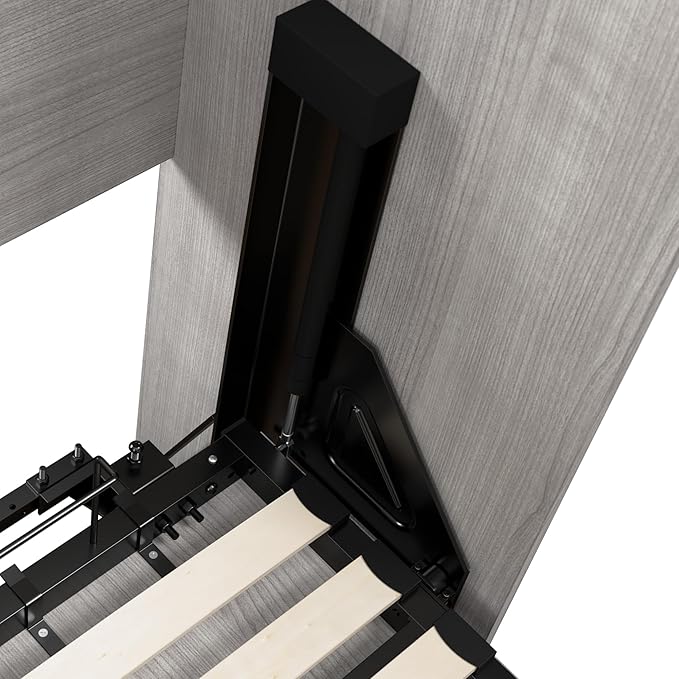 Bestar Claremont Full Murphy Bed with Closet Organizer (79W) in Platinum Gray, Sleeping Arrangement for Multipurpose Room