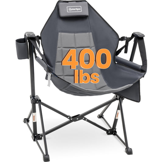 OuterSpa Hammock Camping Chair for Adults with Adjustable Backrest, Heavy Duty Padded Folding Hammock Chair Supports 400lbs, Portable Hammock Chair Swinging Chair for Camping, Travelling and Patio
