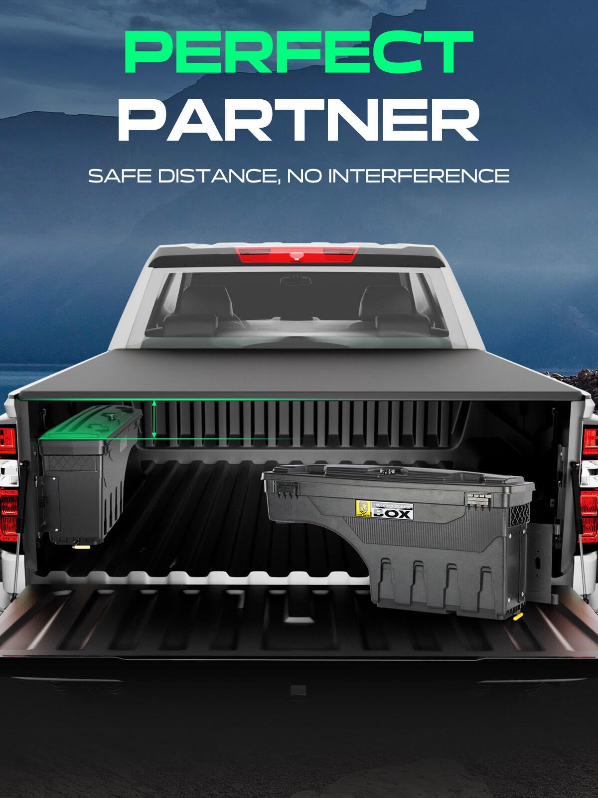 YHTAUTO Truck Bed Storage Tool Box Lockable Compatible with 2007-2018 Chevrolet Silverado & GMC Sierra 1500 2500 3500, 2019 Silverado/Sierra 1500 Passenger Side, Swing Waterproof Wheel Well Toolbox