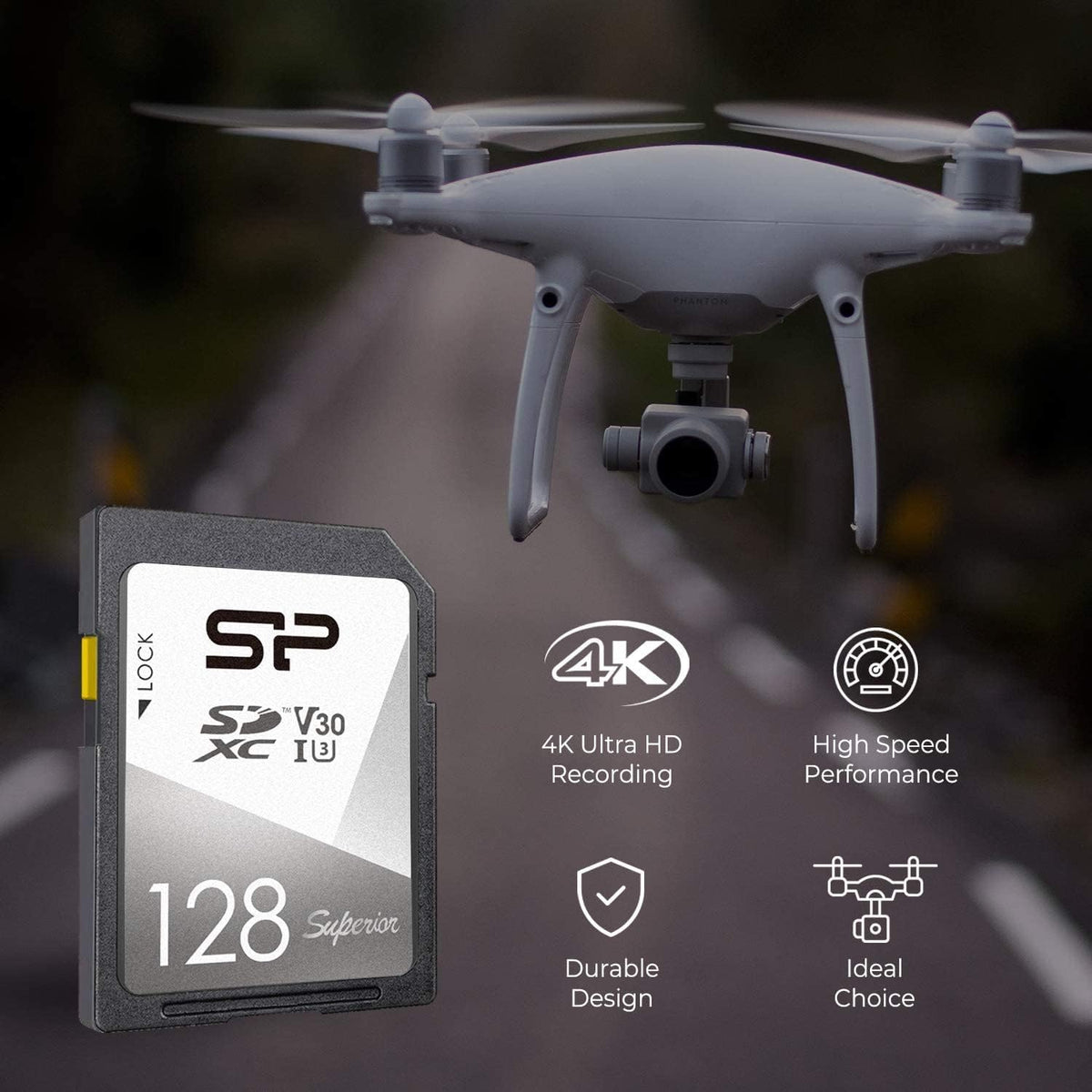 SP Silicon Power 64GB UHS-1 U3 V30 Silicon Power Superior SDXC Memory Card