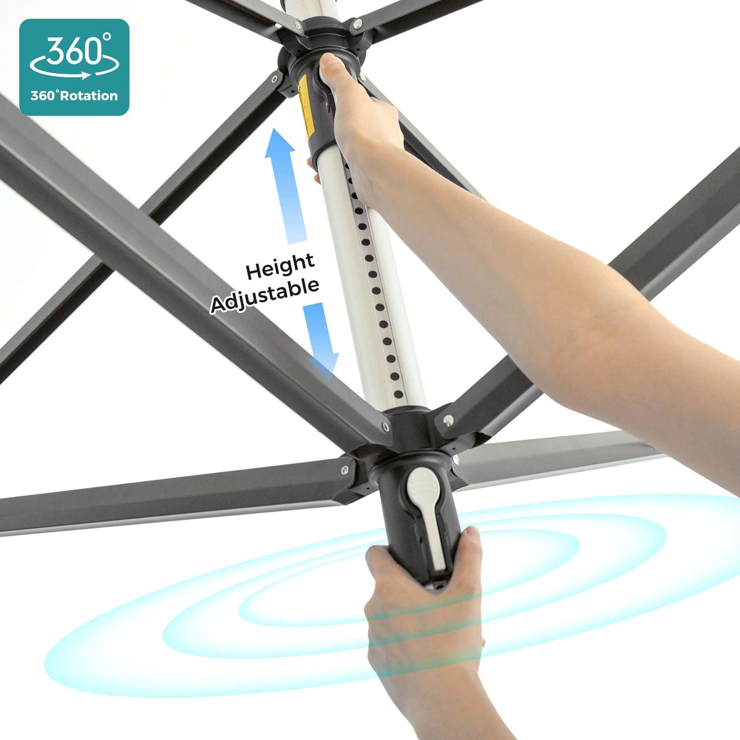 JS Clothes Drying Rack, 196ft Clothesline Height Adjustable Collapsible Laundry Rack for Outdoor Use, Space-Saving Drying Rack for Bedding & Clothing