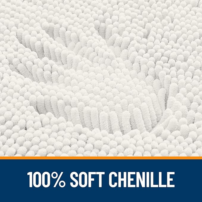 OLANLY Bathroom Rugs 24x16, Extra Soft Absorbent Chenille Bath Rugs, Rubber Backing Quick Dry, Machine Washable Bath Mats for Bathroom Floor, Tub and Shower, Home Decor Accessories, Ivory