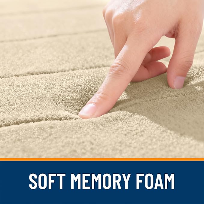OLANLY Memory Foam Bath Mat 40x32, Super Soft Absorbent Bathroom Rugs, Quick Dry, Machine Washable Shower Floor Rugs, Bathmat Carpet, Bathroom Home Decor Accessories, Beige