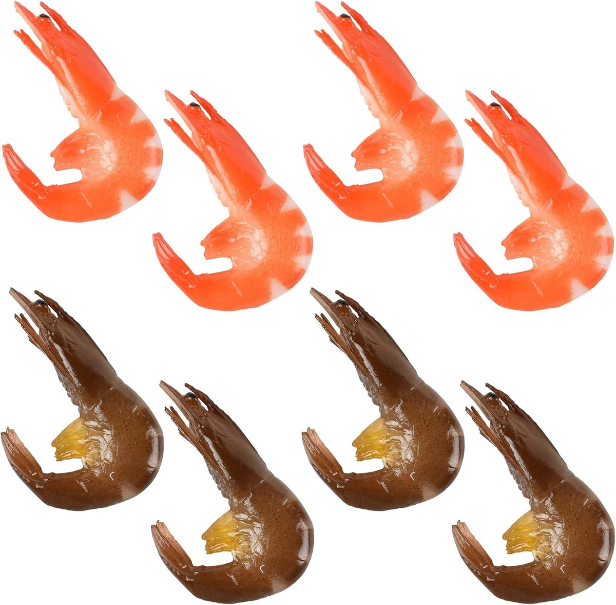 8PCS Fake Shrimp Artificial Shrimp Figures Simulated Cooked Shrimps Realistic Shrimps Model Food for Kitchen Home