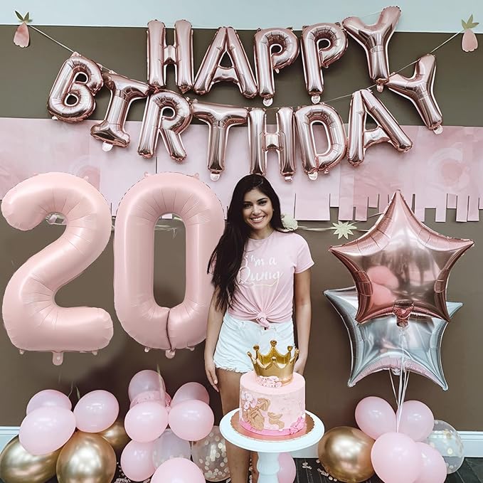 40 Inch Balloon Number 0 Pastel Pink, Large Foil Dusty Retro Pink Number Balloons Set 0-9 for Girls, 0 Helium Balloon for Boho Women Birthday Anniversary Graduation New Year Party Decoration Supplies