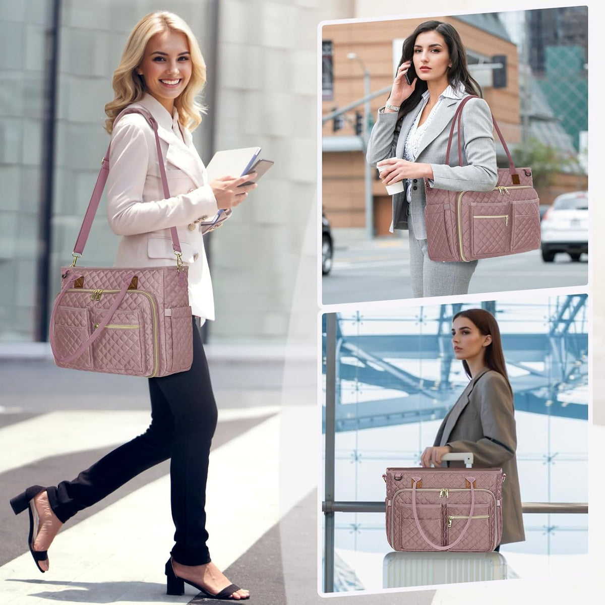 RAINSMORE 15.6 inch Teacher Tote Bag Laptop Bag for Women Work Bags Laptop Tote Nurse Bag Professional Computer