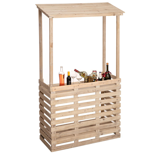Vintiquewise Multi-Use Wooden Outdoor Bar Counter with Roof – Garden & Patio Serving Station, Backyard Drink & Snack Bar, Lemonade Stand, Event Booth for Home Parties, Weddings & BBQs