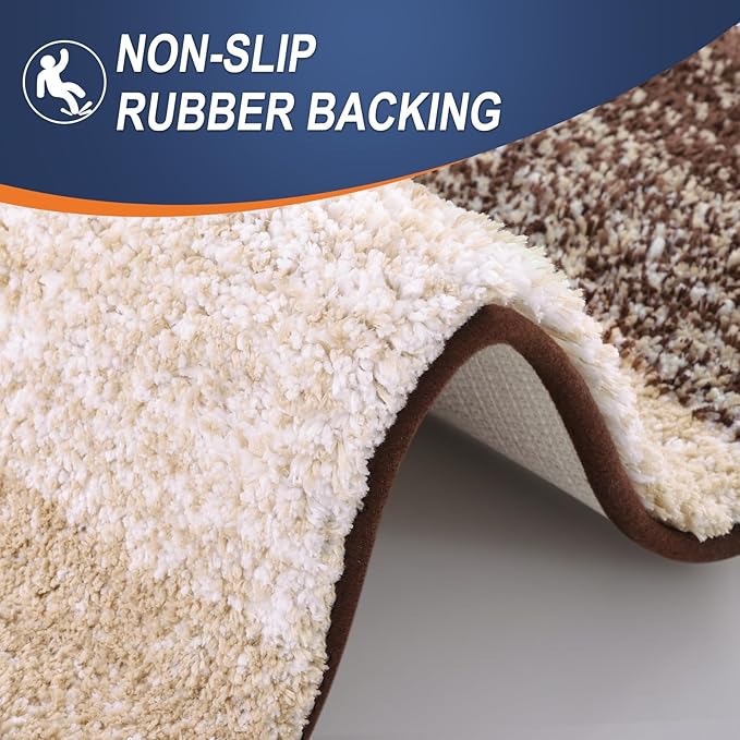 OLANLY Bathroom Runner Rugs 59x24, Extra Soft Absorbent Microfiber Bath Rugs, Rubber Backing, Quick Dry, Machine Washable Bath Mats for Bathroom Floor, Tub and Shower, Home Decor Accessories, Brown