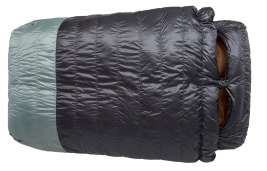 Big Agnes King Solomon (650 RDS DownTek) 40" Double Wide Sleeping Bag, 20 Degree, Asphalt/Chinois Green