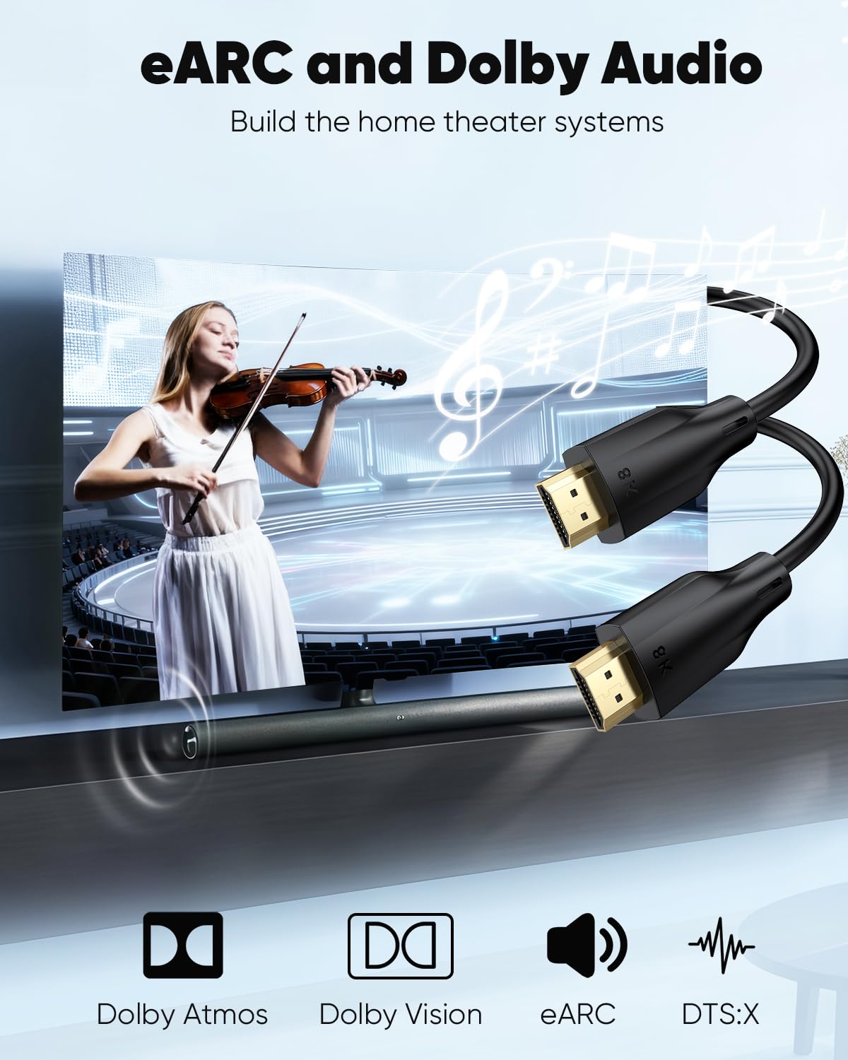 8K 6FT 3 Pack, 2.1 8K@60Hz, 4K@120Hz, 48Gbps PS5, PS4, HDMI Cable Ultra High Speed HDMI Cable Supports DTS:X