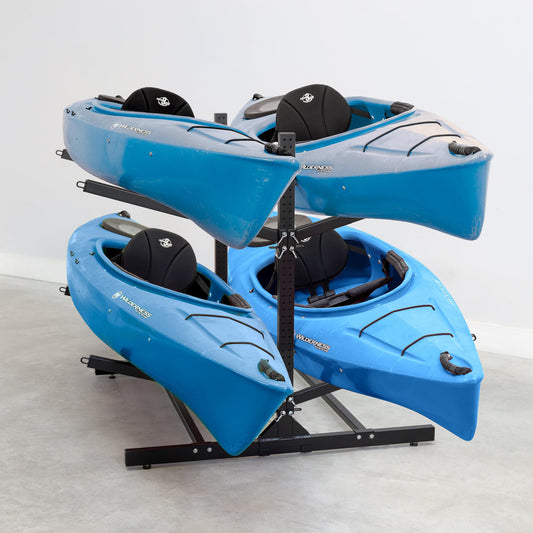 Teal Triangle Freestanding Kayak Storage Rack - Storage Rack for 4 Kayaks or Canoes - Premium Kayak Holder for Indoor & Outdoor Canoe storage - Adjustable Heavy Duty Kayak Storage Stand