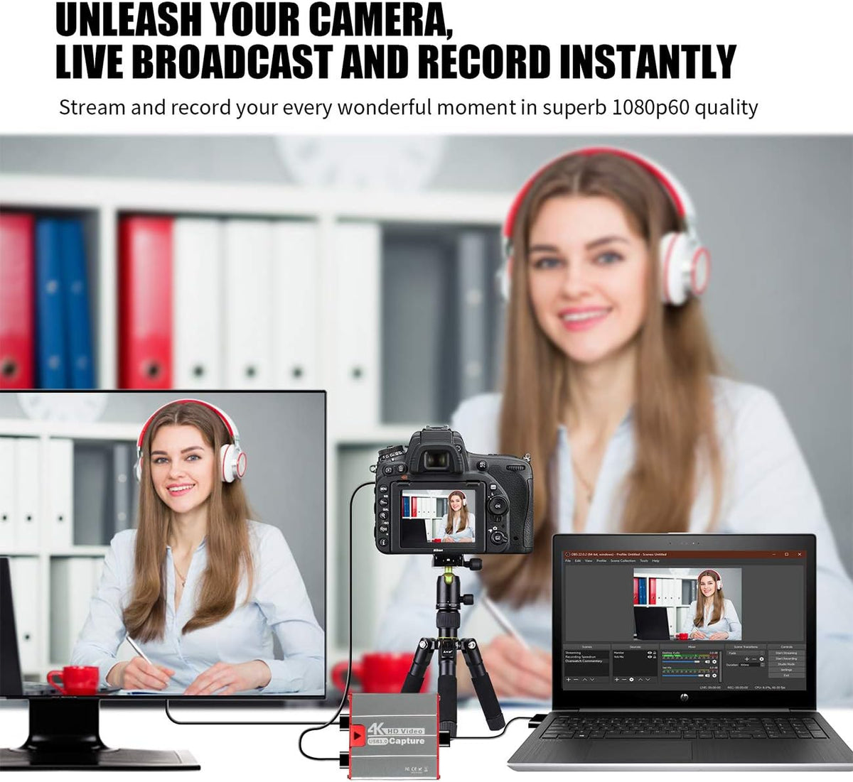 Mirabox USB3.0 4K 1080P 60FPS PS4 HDMI Video Capture Card, HD Game Capture Device Cam Link with HDMI Passthrough Work