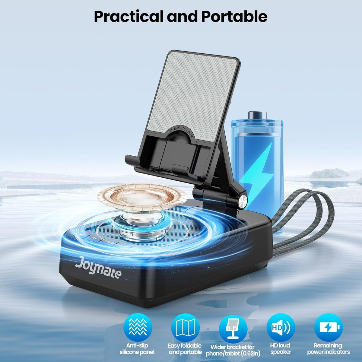 Joymate 10,000mAh 360 Gifts for Men Women, Charging Phone Stand with Cables and Bluetooth Speaker, Rotatable Angle Cell