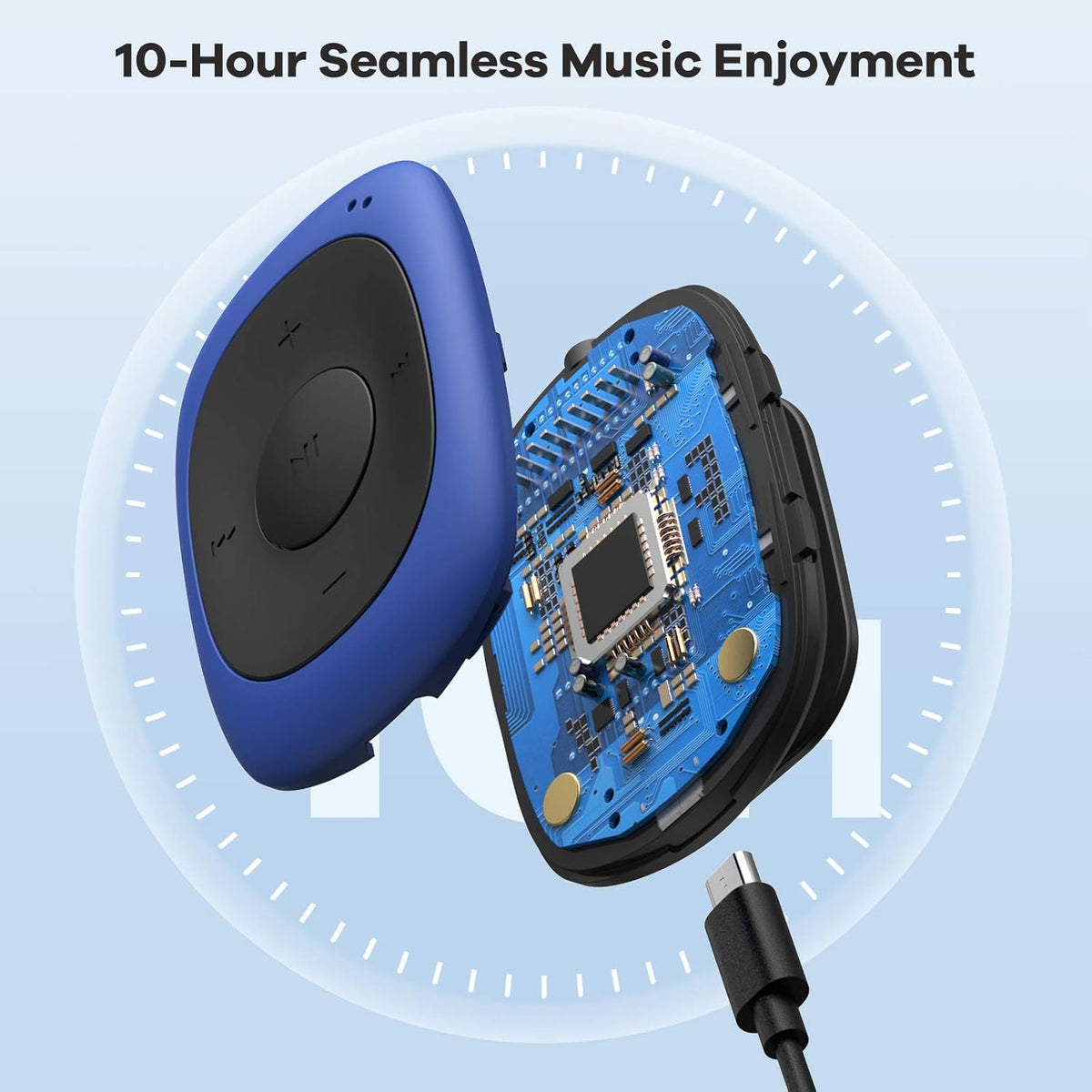 AGPTEK 64GB MP3 Clip Player with FM Shuffle, Portable Music Player with Sweatproof Silicone Case for Sports