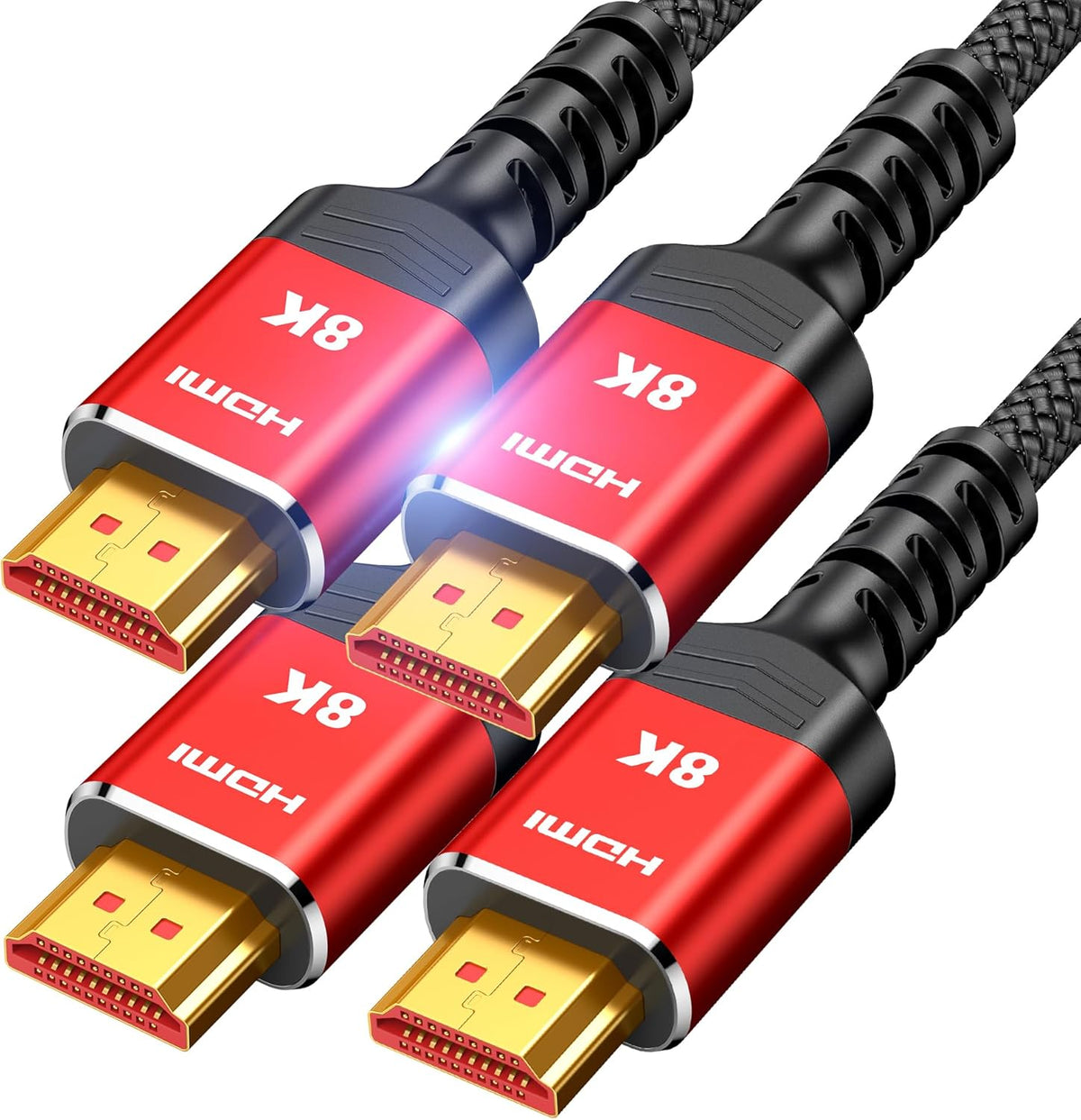 8K 2.1 15FT 2-Pack, Cord-4K@120Hz 8K@60Hz, 2.2 2.3, 10 Highwings HDMI Cable Ultra High Speed HDMI Cable Braided DTS:X
