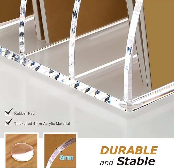SANRUI Acrylic Desk File Organizer, 8 Vertical Compartments Clear Magazine File Holder Workspace Sorters, Folder Rack for Office Accessories Organization Storage