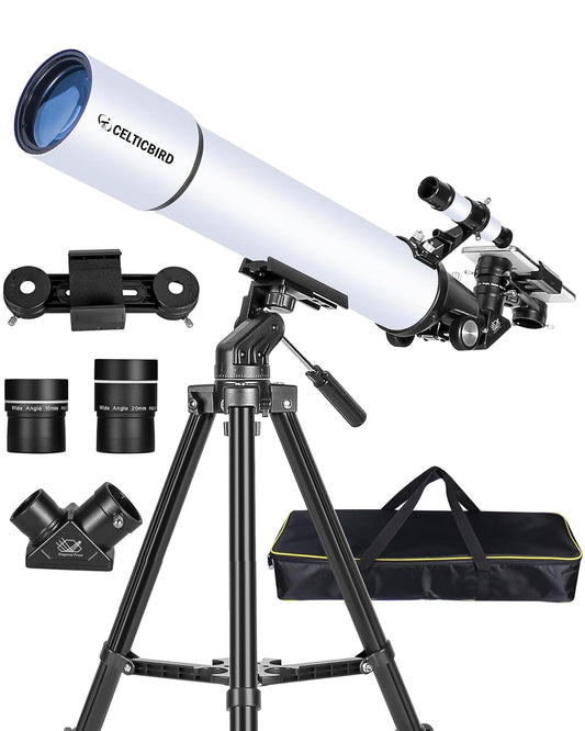 Celticbird Telescope for Adults Astronomy Beginners, 80mm Aperture 800mm Refractor Telescopes for Adults High Powered with AZ Mount, Carry Bag, Phone Mount