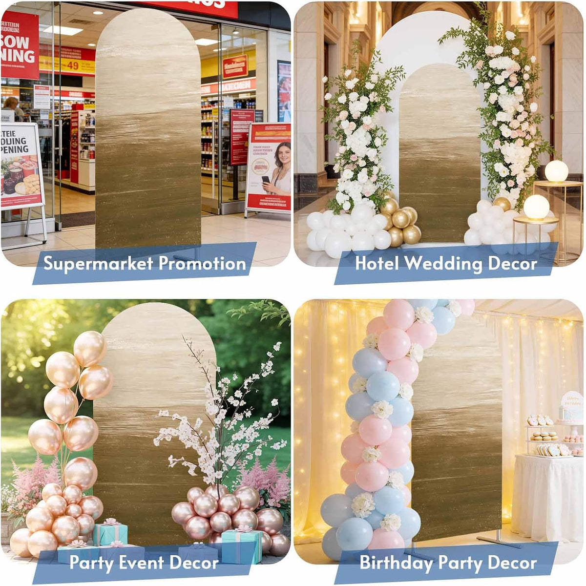 Jnbasdffb 7.2 Brown Ombre Wedding Arch Cover, Stretchy Spandex Arch Backdrop Stand Covers FT, Modern Abstract Art Ocean