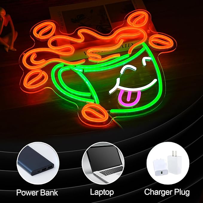 Coffee Neon Sign LED Cafe Light up Sign for Business Wall Decor USB Cute Coffee Cup Neon Light for Cafe Bar Shop Restaurant (16.5 * 12.9 In)