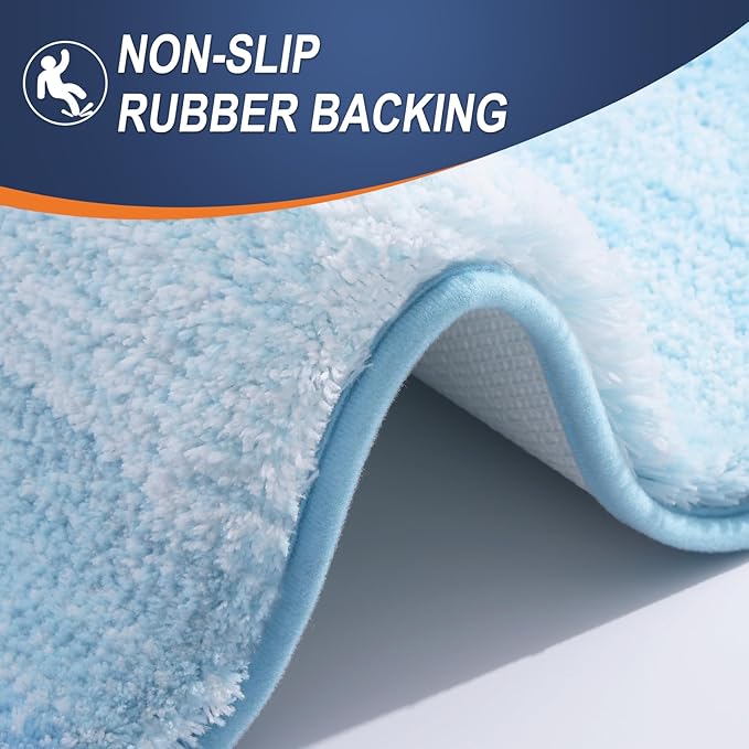 OLANLY Bathroom Rugs Mat 44x32, Extra Soft Absorbent Microfiber Bath Rugs, Rubber Backing, Quick Dry, Machine Washable Bath Mats for Bathroom Floor, Tub and Shower, Home Decor Accessories, Sky Blue