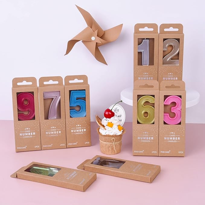 PHD CAKE 2.76 Inch Luxe Gold 8 Number Birthday Candles, Gold Number Candle, Cake Number Candles, Party Celebration