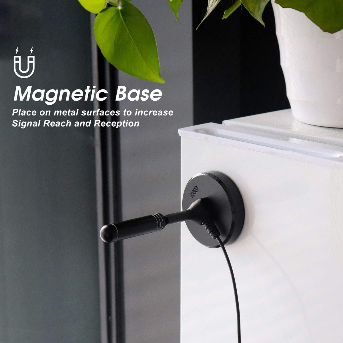 August DTA240 2 50 HDTV Antenna - - Indoor/Outdoor Portable Digital Aerial with Magnetic Base Meters Coax Cable Miles