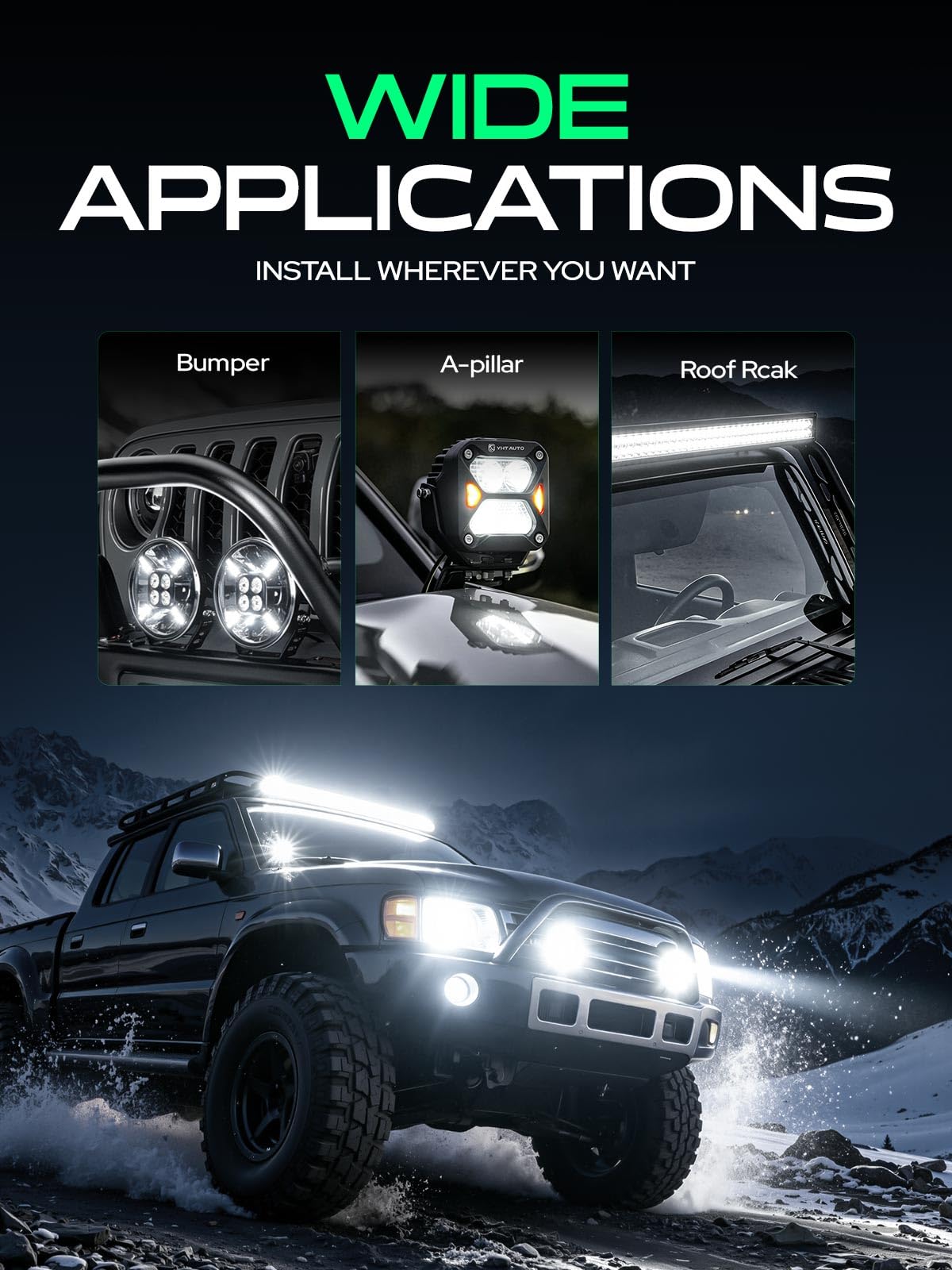 YHTAUTO 5.5 Inch LED Light Bars w/Wiring Harness & Light Cover, 60W, 7200LM, 5700K, Combo Beam Off Road Camper Driving Fog Pod Light for Truck SUV ATV UTV Golf Cart Tractor Van Boat IP67 Waterproof