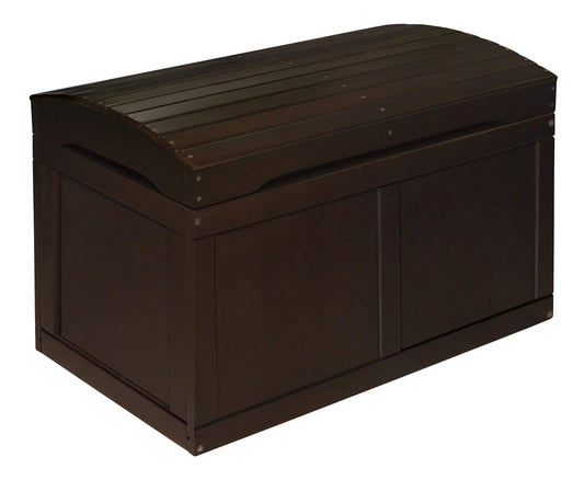 Badger Basket Hardwood Safety Hinge Barrel Top Toy Storage Chest, Espresso, 17x19 Inch (Pack of 1) (01345)