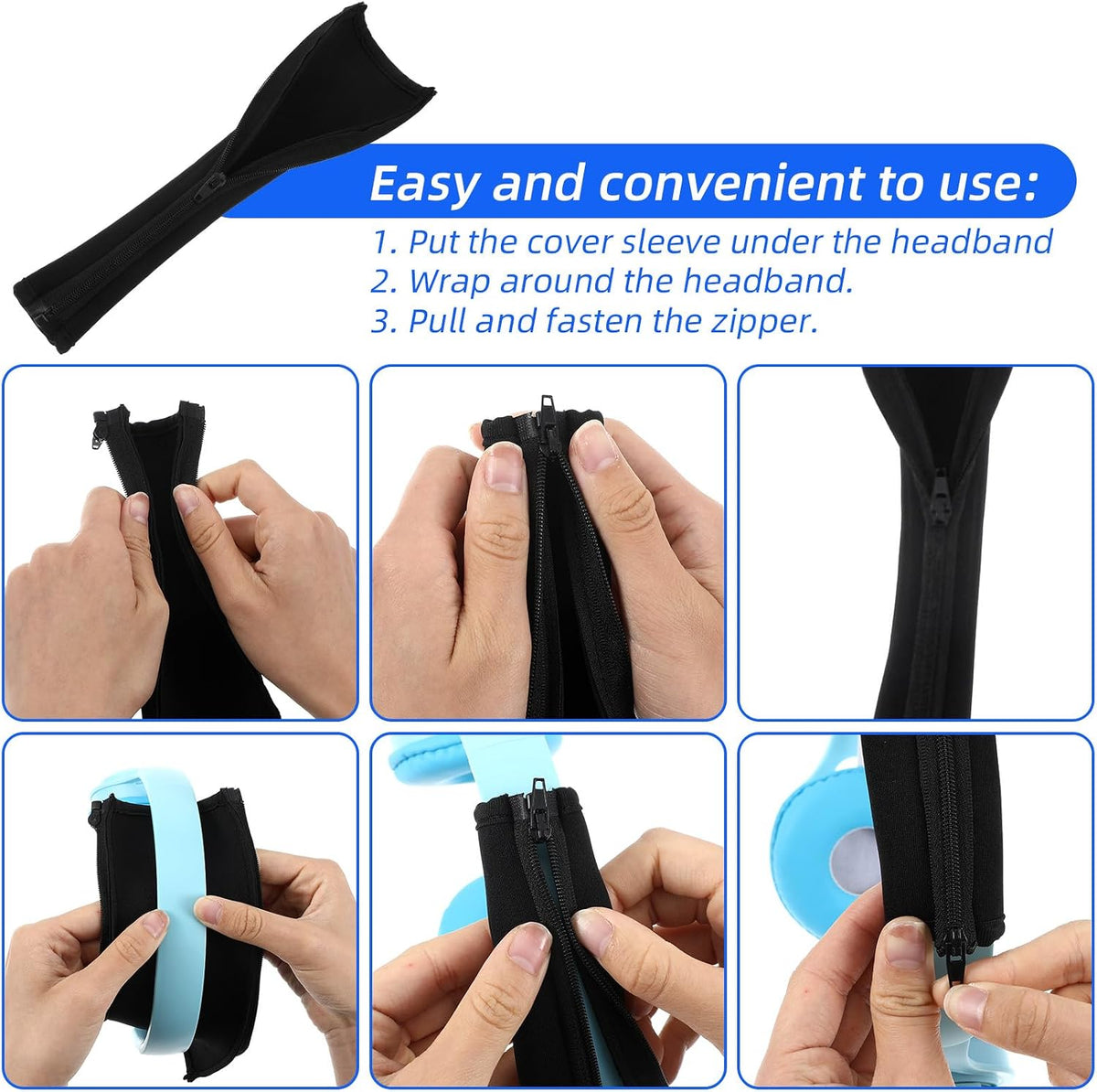 Josojoou 2PCS Headphone Headband, Headphone Headband Cover with Zipper, Replacement Headphones Band Cushion, Suitable