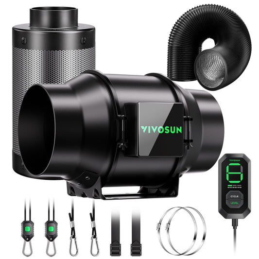 VIVOSUN Smart Air Filtration G6 Kit 6", AeroZesh G6 Inline Duct Fan with E12 Speed Controller, Carbon Filter & 8' Ducting, Cooling & Ventilation System for Grow Tents, Indoor Gardening, Hydroponics