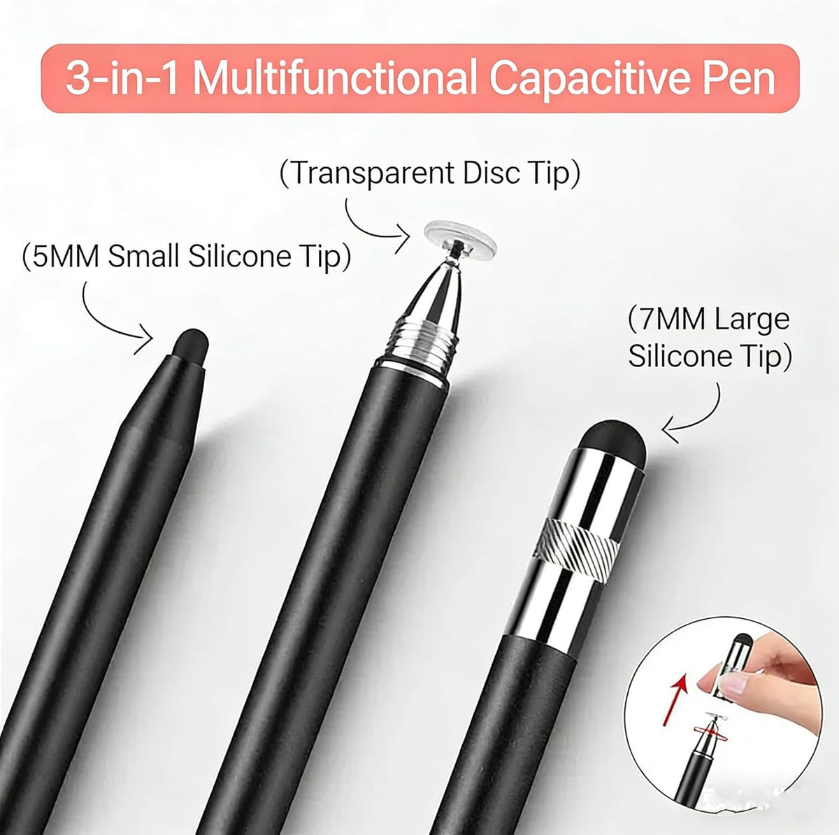 fllynewrite 3 IN1 10 11 3*Tips (3IN1-Black) AMZ Tablet Pen for Fire HD Stylus, Fire Max Pen, Fire Tablet Stylus Pen