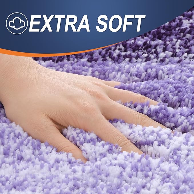 OLANLY Bathroom Rugs Mat 24x16, Extra Soft Absorbent Microfiber Bath Rugs, Rubber Backing, Quick Dry, Machine Washable Bath Mats for Bathroom Floor, Tub and Shower, Home Decor Accessories, Violet