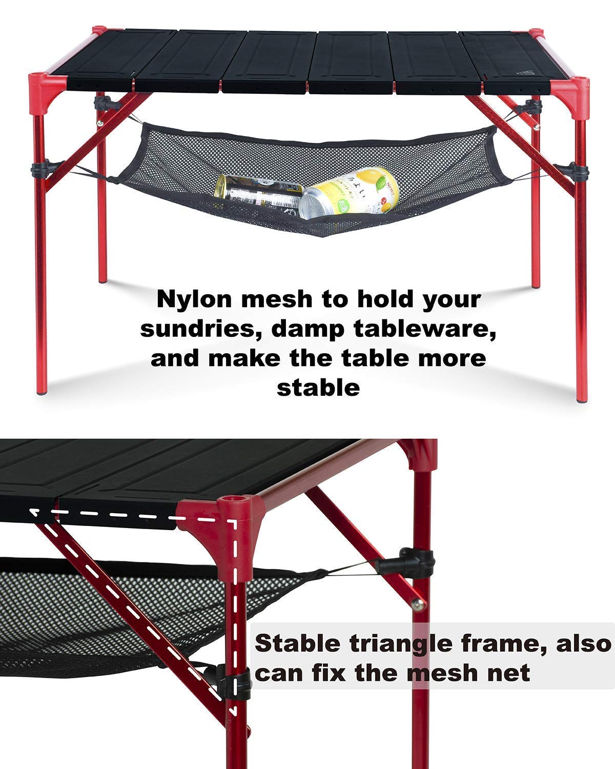 iClimb 2 Extendable Folding Table and 1 Pack Connecting Plates and 2 Lantern Hanger Bundle, Ultralight Compact for Camping Backpacking Beach Concert BBQ Party