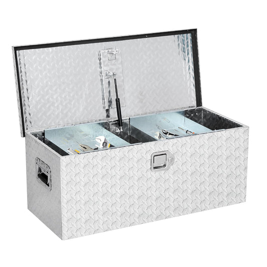 IDEALHOUSE Heavy Duty Aluminum Truck Bed Tool Box, Diamond Plate, 30x15x15 in - Lockable, Waterproof Storage Chest with Side Handle, for Pickup, RV, Trailer, Underbody - Star Diamond Design