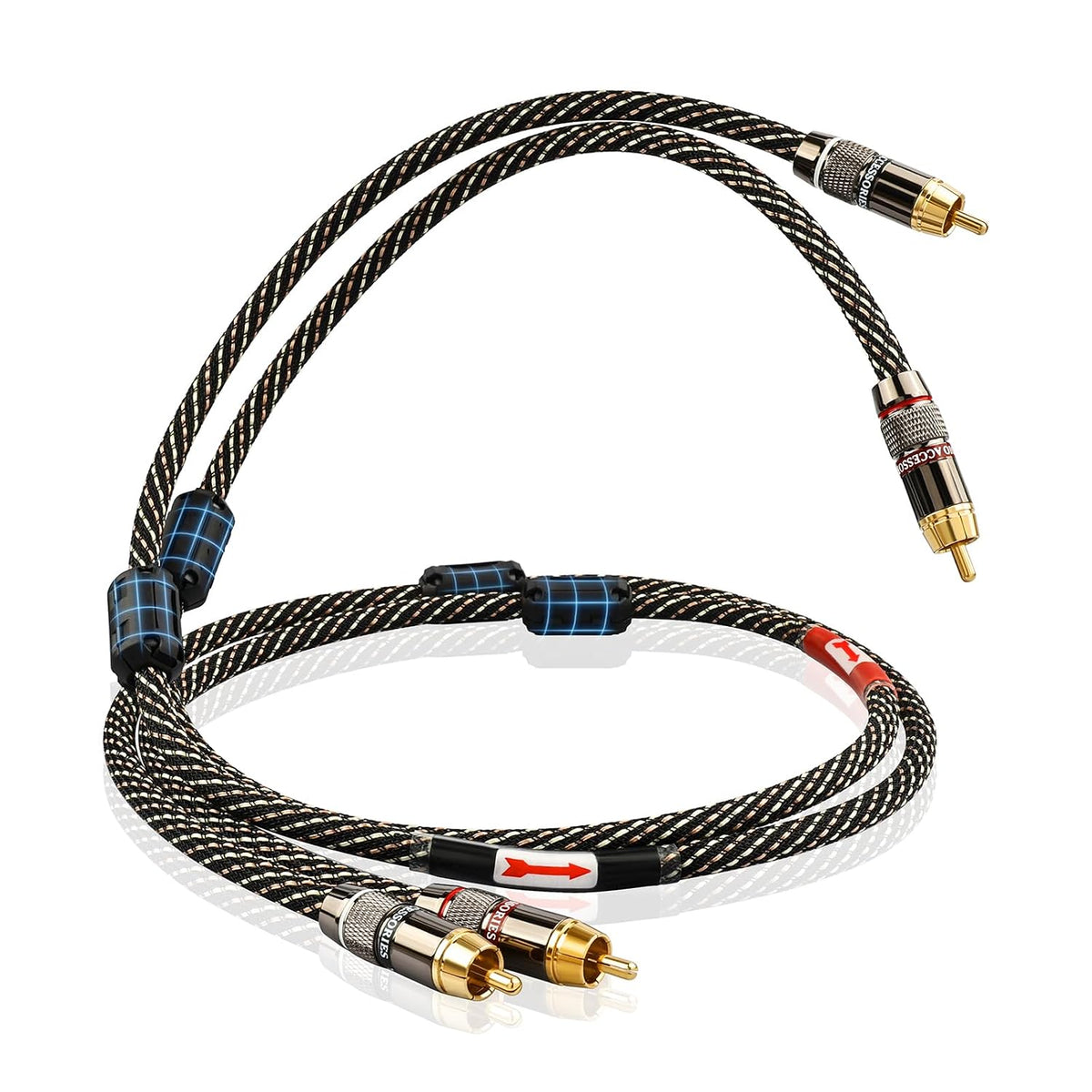 3.28ft 2RCA Male,15 AWG,4N Core,24K Player,Turntable(3.28ft/1m) Audiophile HiFi Audio RCA Cables - Male to OFC