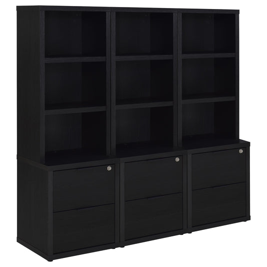 Coaster Home Furnishings Westpark 3-Piece Wall Unit Bookcase Set with USB Black 802703-S3