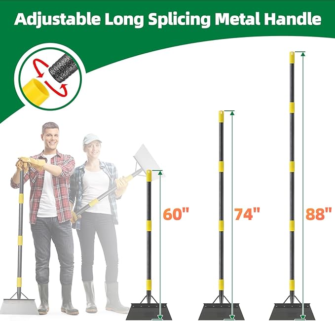 Floor Scraper Long Handle - Ice Removal Tool, Multifunctional Garden Cleaning Flat Shovel, 60" Weed Scraper Heavy Duty Sharp Blade for Lawn Edging,Sidewalk Weeding,Driveway Steps Snow Shovel