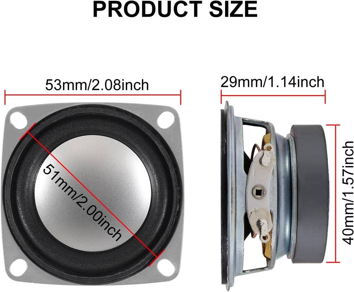 DWEII 6Pcs 2" 4Ohm 3W Full Range Audio Speaker Stereo Woofer Loudspeaker