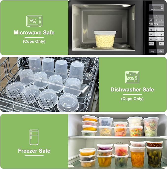 40 Sets (80-Piece) Deli Containers with Lids 32 oz, Leak-Proof & BPA Free Airtight Takeout Plastic Food Storage Containers for Soup, Freezer/Microwave/Dishwasher Safe