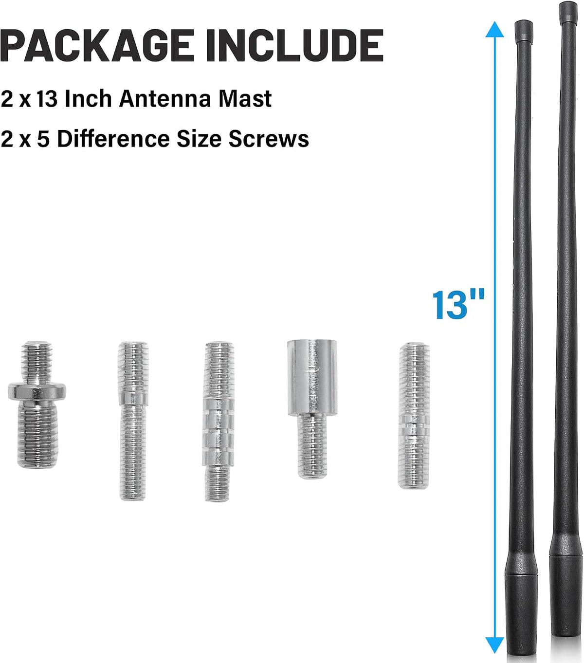 Anina 2PC 13 Inch 1998-2022 Antenna Mast for Harley Davidson Motorcycle Aerial Antenna for FM/AM Radio Signal Reception