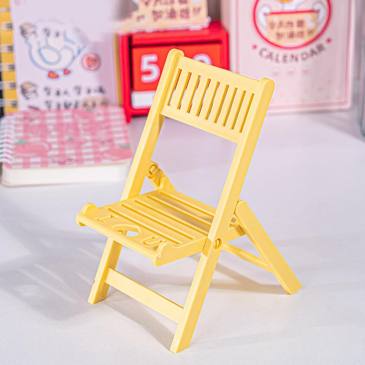 Generic Chair Shape Cellphone Stand,Plastic Desktop Phone Dock Holder Fit for Most Smartphones Tablet Portable Folding