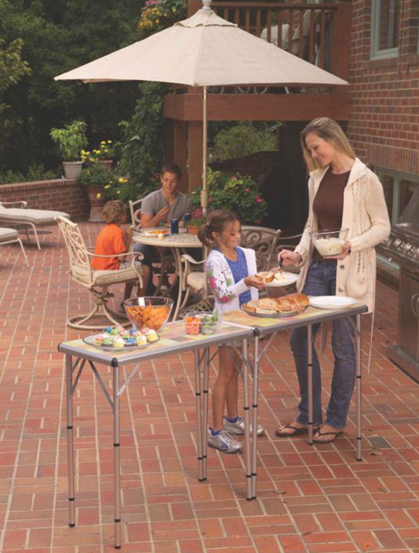 Coleman 4-in-1 Outdoor Folding Table, Lightweight Camping Table with 3 Adjustable Heights & Carry Handle, Great for Patio/Deck, Camping, Tailgating, & More