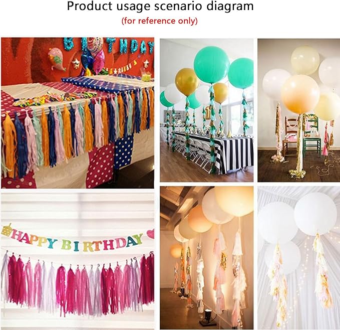 We Moment Black Red Gold Tissue Paper Tassels Party Tassel Garland Banner for Party Decorations, DIY Kits,15PCS