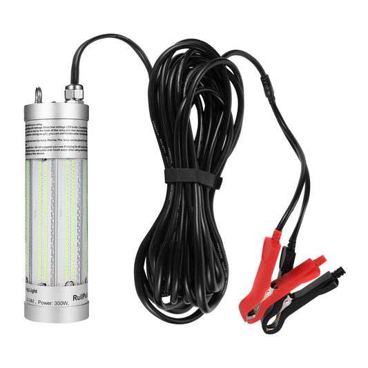 300W 36000lm Underwater Fishing Light, IP68 Waterproof Aluminum Super Bright Night Fish Attracting Submersible LED Lamp Lure Bait Finder for Freshwater Saltwater Sea Kayak Ice Dock (Green)